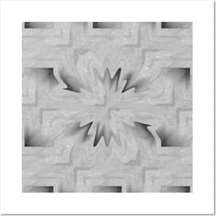 Gray Goth Watercolor Marble Plaid Posters and Art